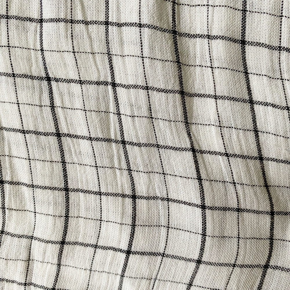 LOFT Plaid Ruffle Split Neck Blouse - Picture 6 of 9